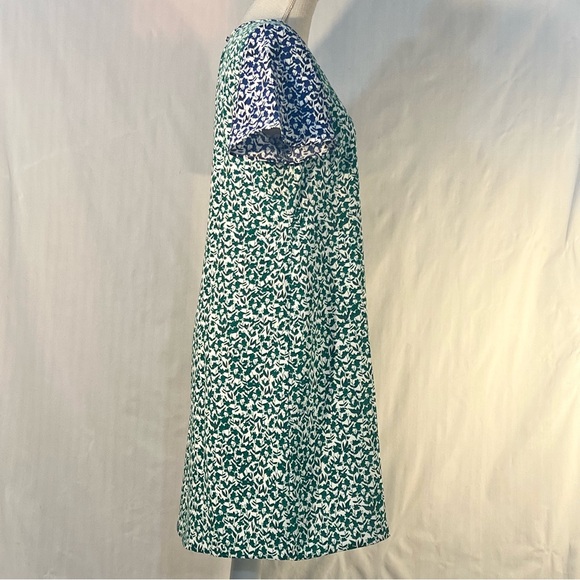 Ann Taylor Dress Green & Blue Floral Short Bell Sleeves Shift Lined EUC 6P - Picture 5 of 9